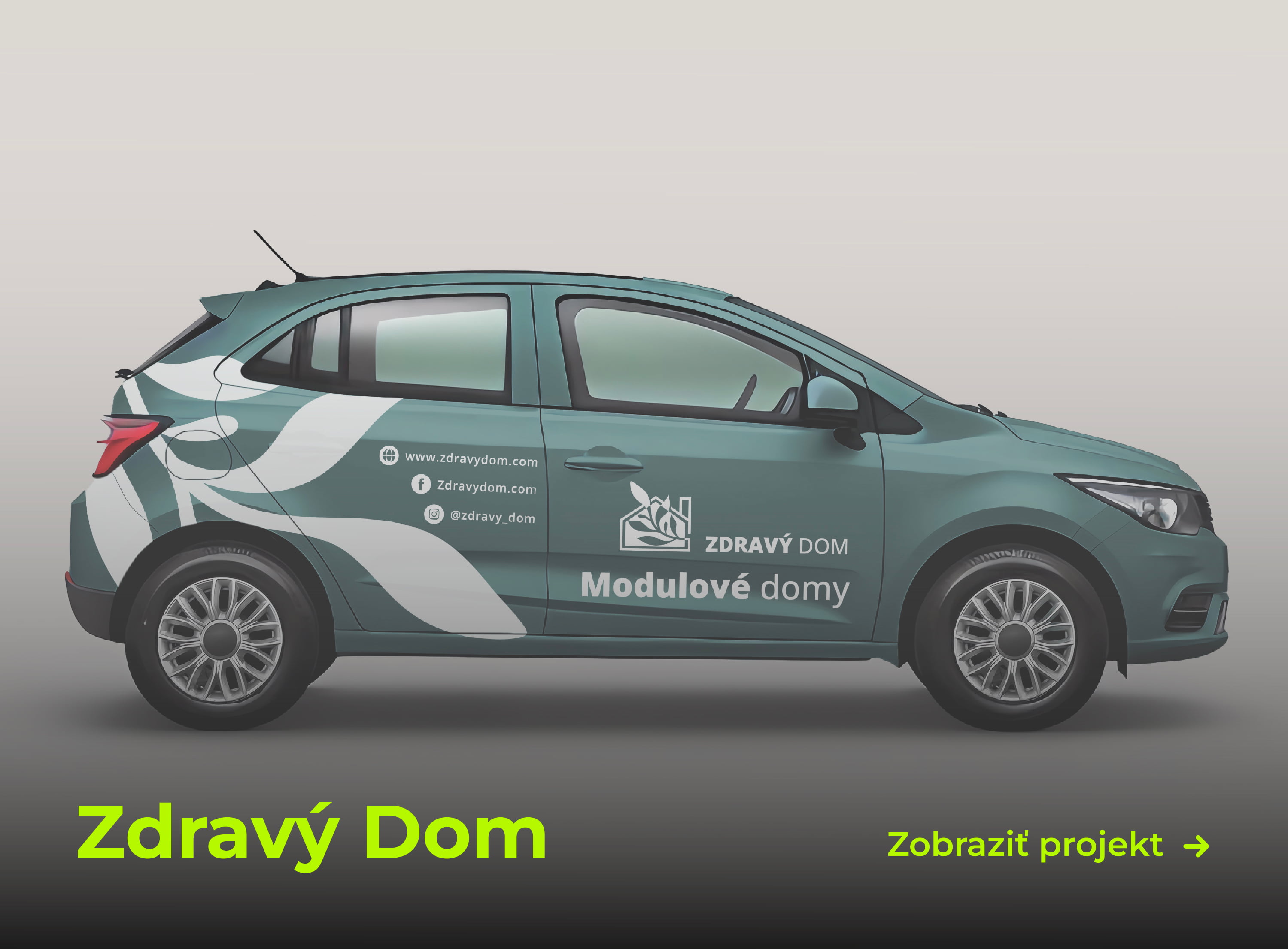 Grafický návrh polepu auta pre spoločnosť zdravý dom. Redesign loga a návrh dizajnu polepu vozidla.